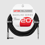 GATOR BACKLINE SERIES 20 FOOT STRAIGHT TO RIGHT ANGLE INSTRUMENT CABLE