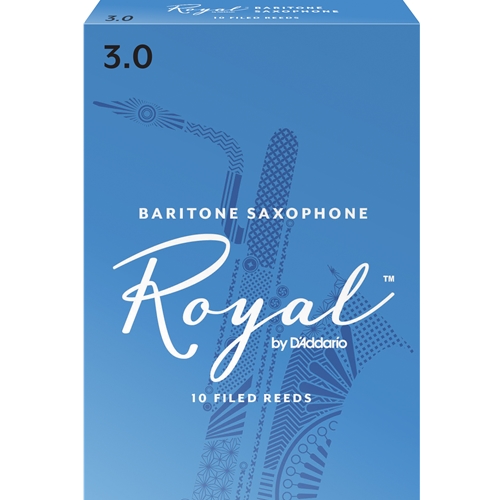 RICO ROYAL BARITONE SAX REEDS 3.0, BOX OF 10