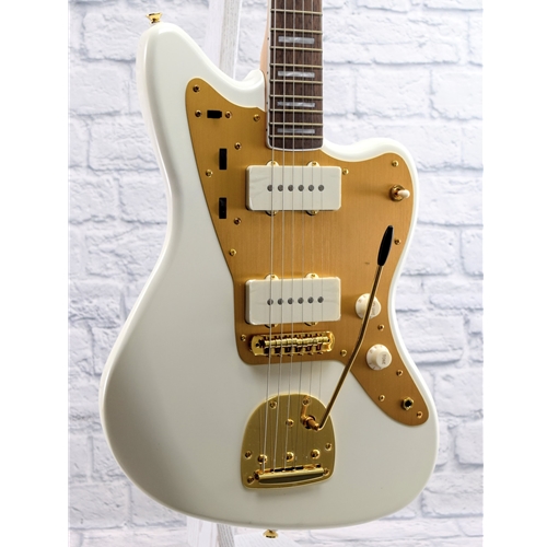 SQUIER 40TH ANNIVERSARY JAZZMASTER, GOLD EDITION - OLYMPIC WHITE