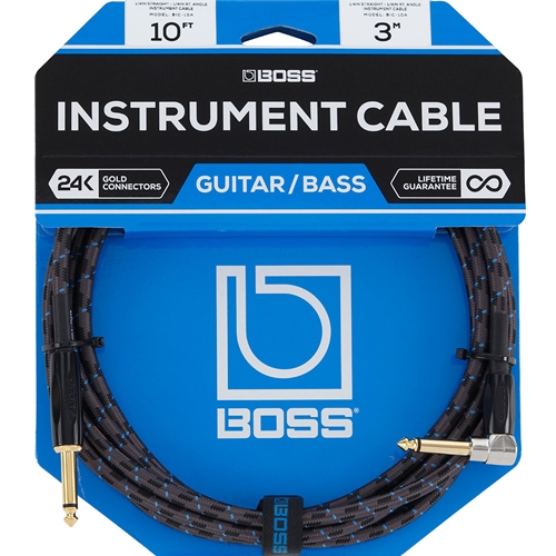 BOSS 10FT INSTRUMENT CABLE ANGLED/STRAIGHT - 1/4"
