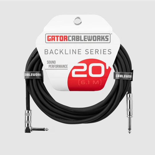 GATOR BACKLINE SERIES 20 FOOT STRAIGHT TO RIGHT ANGLE INSTRUMENT CABLE